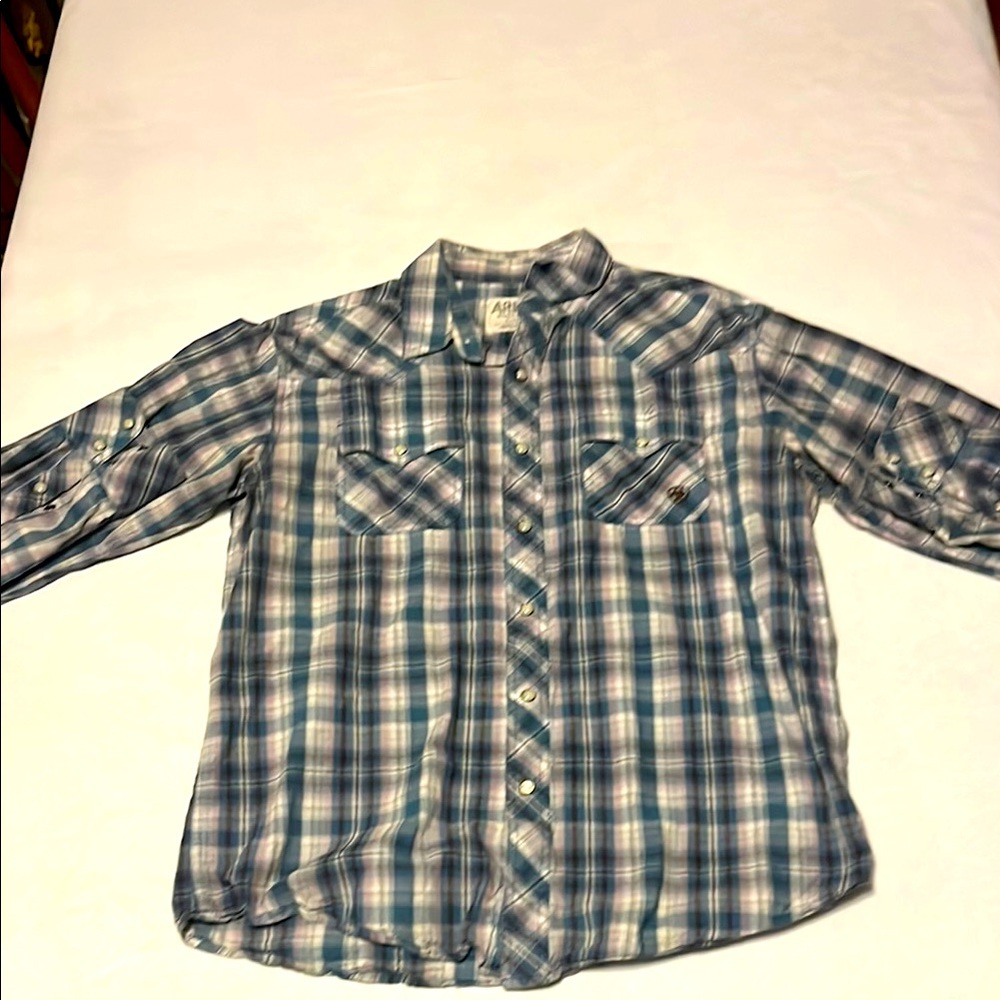 Ariat Blue and Pink Plaid Shirt